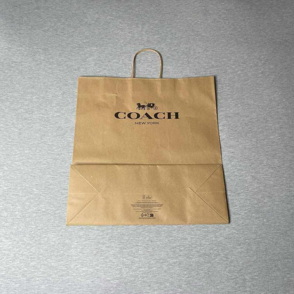 COACH Brown Kraft Paper Shopping Gift Bag with Handle